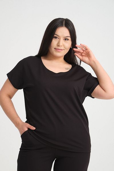 Dejabrew Jeans Black Plus Size Short Sleeve Blouse - A003