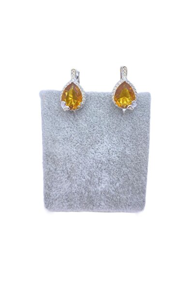 ERU JEWELLERY Doğal Taşlı Kelebek Detaylı 925 Ayar Damla Kesim Gümüş Küpe - Anneler Günü