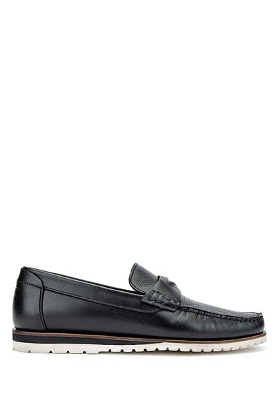 Tamer Tanca Genuine Leather Black Men's Loafer Shoes