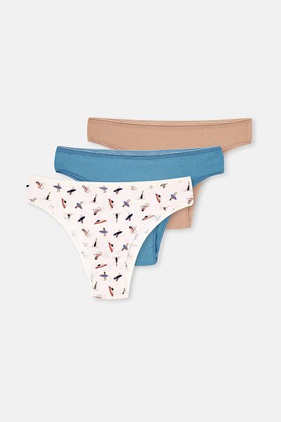 Dagi 3-Piece Patterned Multicolor Women's Brazilian Panties Set