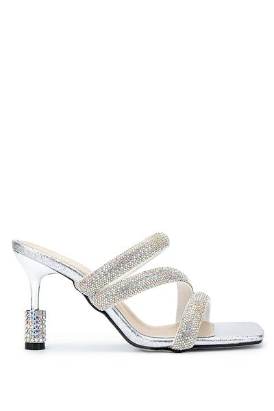 Tamer Tanca Gray Textile Women's Heeled Slippers