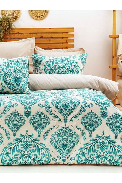 CAQQA Double Women's Damask Cotton Duvet Cover Set - Elastic