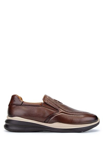 Tamer Tanca Men's Brown Genuine Leather Sneakers - Sports Shoes