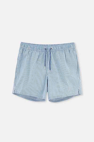 Dagi Kurze gestreifte Shorts in Weiß und Marineblau