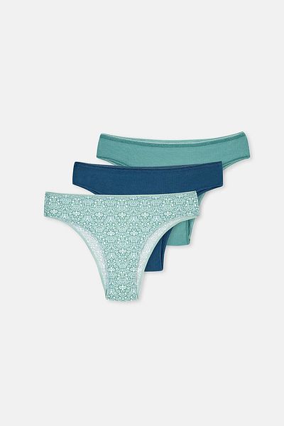 Dagi Set de chiloți brazilieni pentru femei multicolore, cu model, din 3 piese