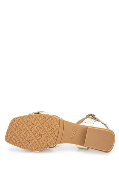 Tamer Tanca Gold Heeled Genuine Leather Women's Sandals