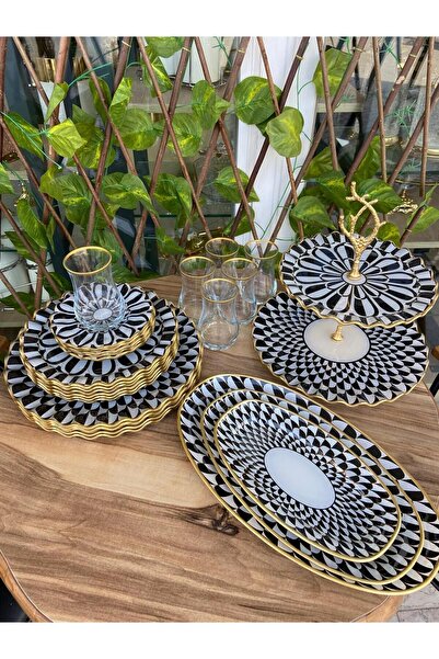 GÜRCÜGLASS Breakfast and Presentation Set Papatya 28 Pieces