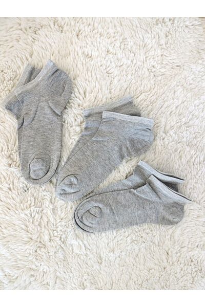 Buluş Organic 3 Pack Melange Gray Viscose Women's Booties Socks