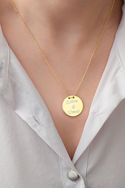 Silvano Jewelry 925 Ayar Gümüş Kişiye Özel Isimli Yuvarlak Plaka Kolye
