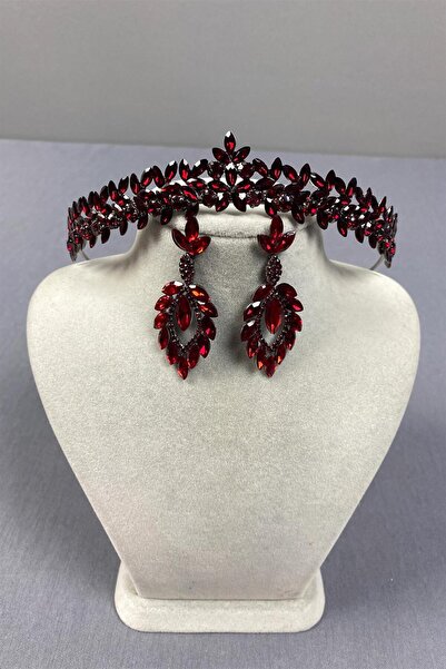 Limelia طقم تاج حنة الزفاف الأنيق الرفيع من فيرا وأقراط المكوك