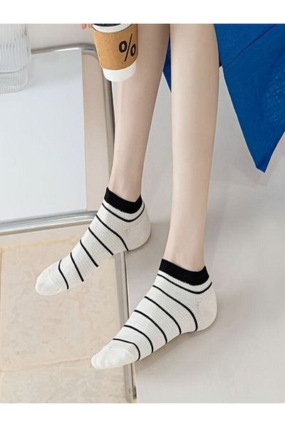 Sky Socks 5-Piece Striped Patterned Booties Economic Package Unisex Short Sports Sneakers Socks