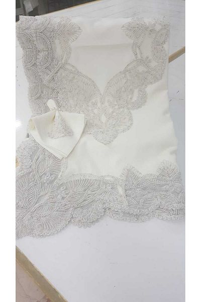 Çt Çeyizci Tekstil Table Cloth Set 26 Pieces Luxury 12 Seater Table Cloth Set Cream