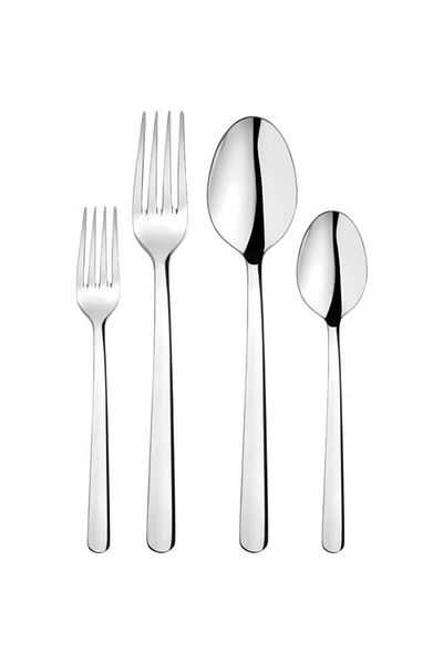 Hisar Optima Alanya 60 Piece Steel 12 Person Fork and Spoon Set