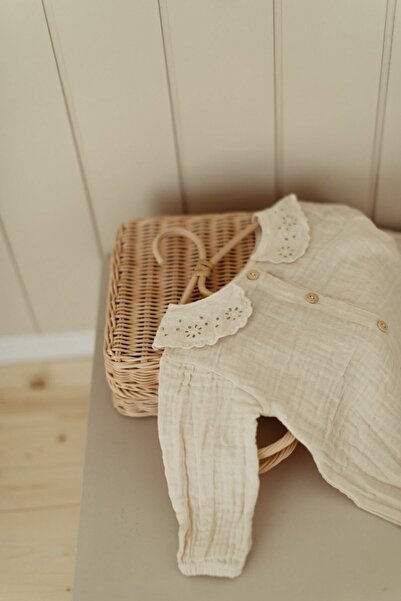 yula kidstore Fisto Yaka Organik Müslin Bebek Tulumu (ÇORAP HEDİYELİ)