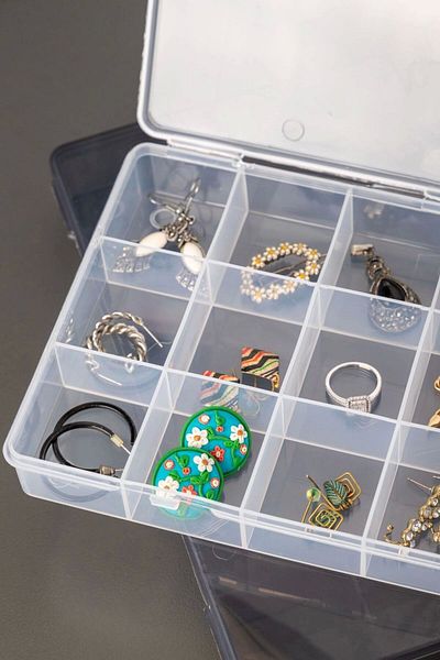 Ecolux 2 Pieces - 18 Compartments Jewelry Necklace Bead Earring Bracelet Organizer