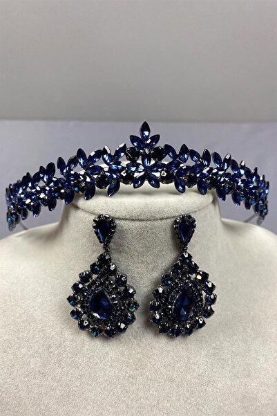 Limelia Coroană și cercei cu picătură Vera, albastru închis, eleganti, pentru...