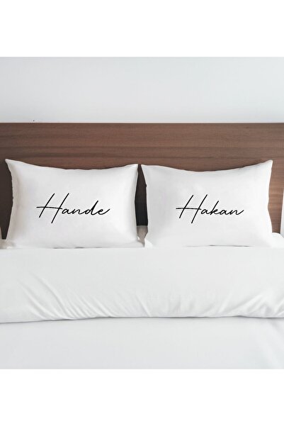 Bk Gift Kişiye Özel İsimli Pamuklu 2’li Yastık Kılıfı Seti-4 50x70cm , Sevgil...