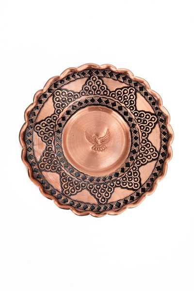 GABAALTI Gaziantep Single Heavy Embroidered Copper Ottoman Coffee Cup