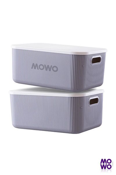Mowo Home Trove 13.4 Liter Gray 2 Pieces - In-Cabinet Organizer Storage Box with Lid Multi-Purpose