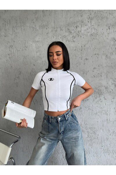 Touz Y2k Zip Zip Black Crop - COPY