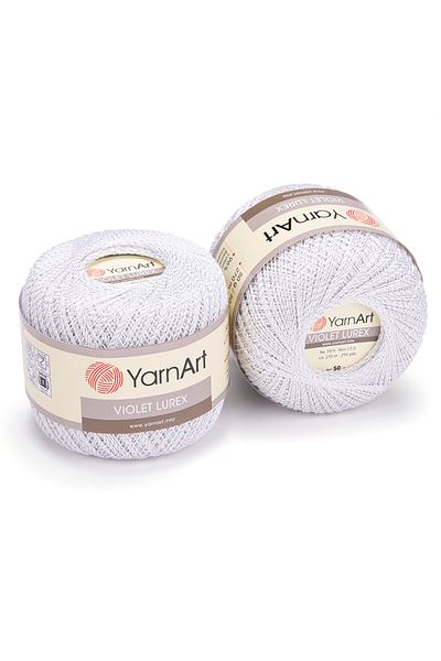 Yarnart Violet Lurex - Glitter, Mercerized Lace Yarn White-1000