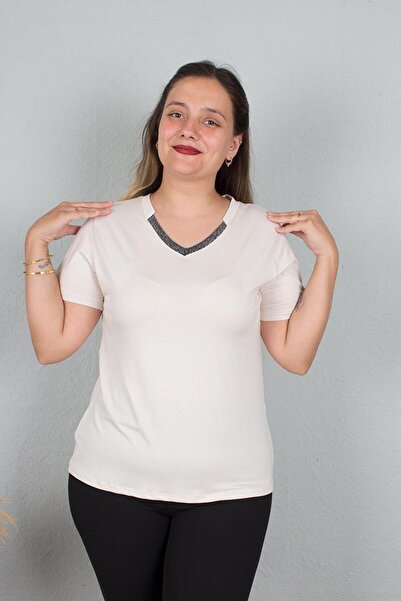 Truva XXL Colorful Glitter Bady T-Shirt - Large Size B111