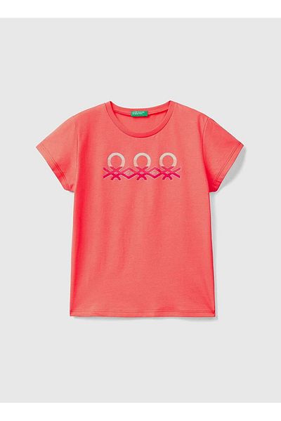 Benetton Printed Coral Women's T-Shirt 3I1XC10AJ