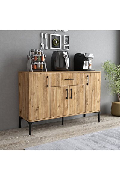 Tanmob MDL0302 Alt Çok Amaçlı Dolap 4 Kapaklı Çekmeceli Mutfak Dolabı Çam