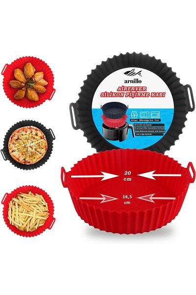 VİGENTİNO Airfryer Silicone Cooking Container - Air Fryer Container - Airfryer Accessory - Compatible with All Airfryers