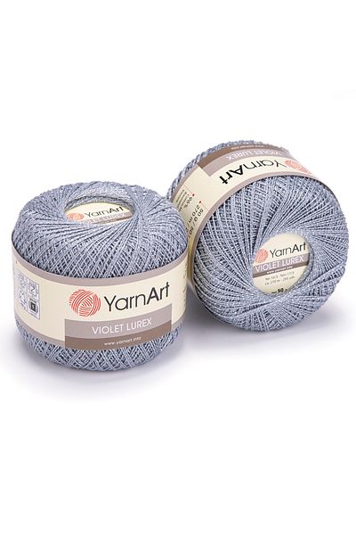 Yarnart Violet Lurex - Glitter, Mercerized Lace Thread Grey-15326