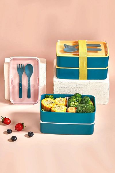 kalitexhome Rectangular-Lunch Box - Storage Container - Food Container 2 Layers