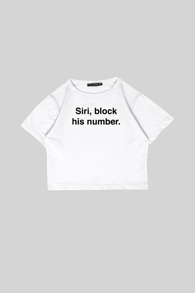 Sekizbiraltı Λευκό Crop Top - Siri Block, Εκτυπωμένος Αριθμός