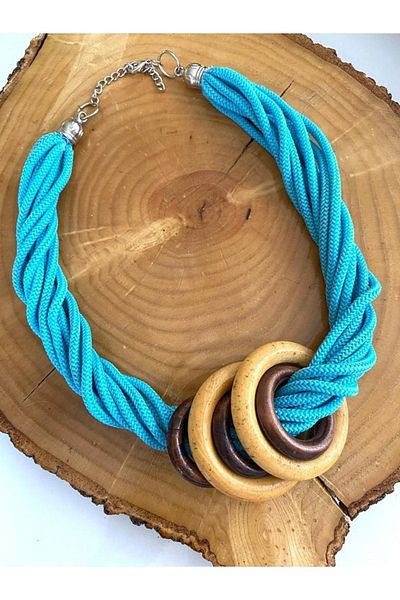 canan dizayn Authentic Ring Cord Necklace - Turquoise