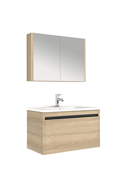 KALE Vista 100 Cm Koyu Meşe Banyo Dolabı Takımı 610100201224