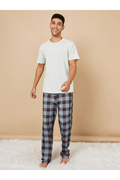 Styli Solid T-shirt and Checked Pajama Sets