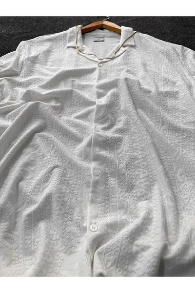 Rubras Men's Oversize Cotton Summer Shirt - Short Sleeve, Shirt Collar