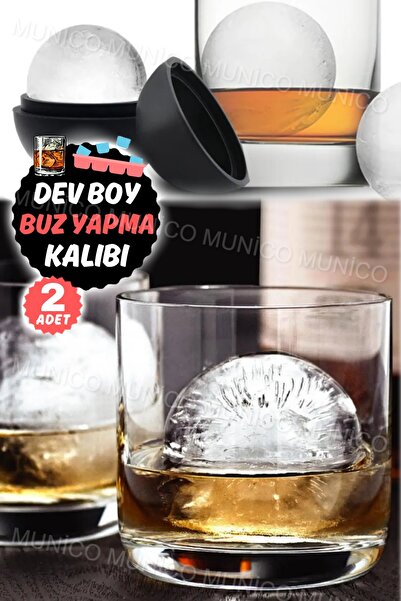 Munico 2 Adet 5 Cm Viski Bardağına Sığan Silikon Buz Kalıbı Dakikada Soğutma Yardımcılı Deforme Olmayan