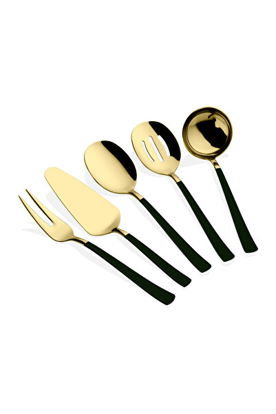 Dame Marie Black 5 Piece Gold Sauce Ladle Set Serving Set