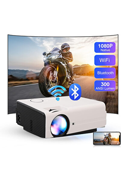 Coverzone WiFi Ve Bluetooth özellikli Mini Projektör, Dış Mekan Ev Sineması H...