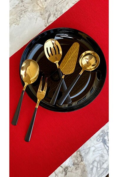 Dame Marie Black 5 Piece Gold Sauce Ladle Set Serving Set