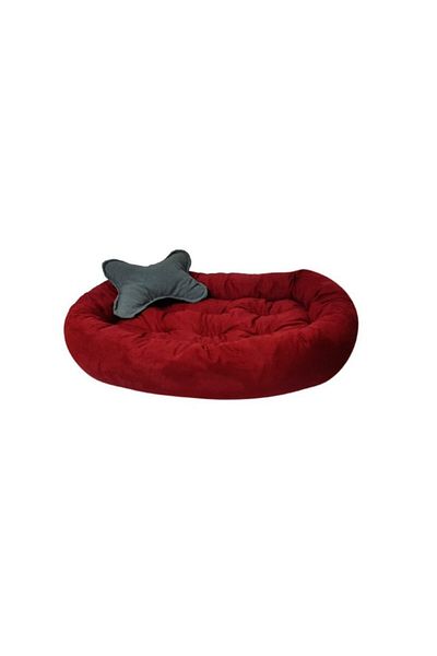 Patili Evler Bone Padded Indoor Dog Bed Large 60x80 Cm Red Color