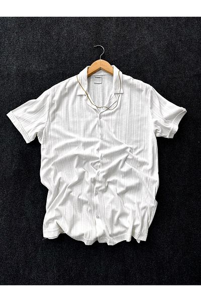 Rubras Men's Oversize Cotton Summer Shirt - Short Sleeve, Shirt Collar