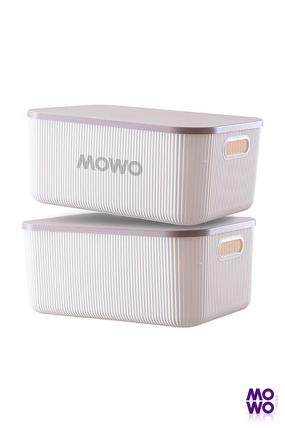 Mowo Home Trove 13.4 Liter - 2 White Storage Boxes with Closet Organizer Lid