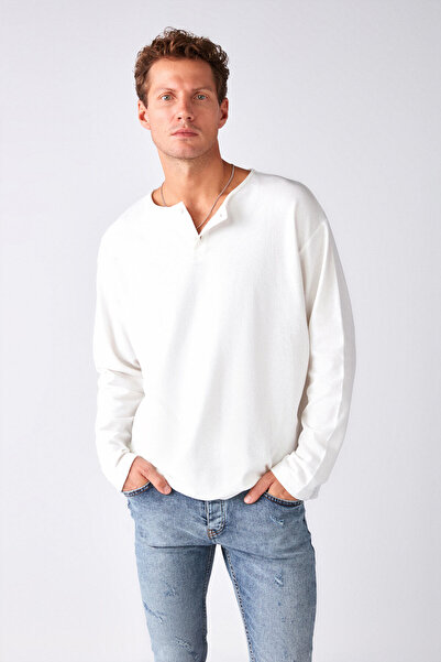 GRIMELANGE Pánská speciální mikina Lorenzo se speciální rustikální texturou ze 100% organické bavlny