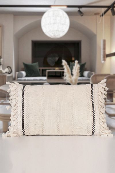 NDC HOME Special Design Runner Lacy Linen Cream Throw Pillow Cover 35x55