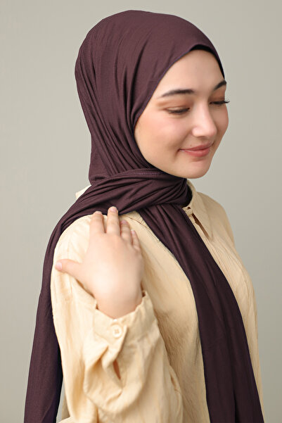 OCTOPUS BAZAAR Acı Kahve Renkli Özel Dikişli Uzun Mevsımlık Penye Şal