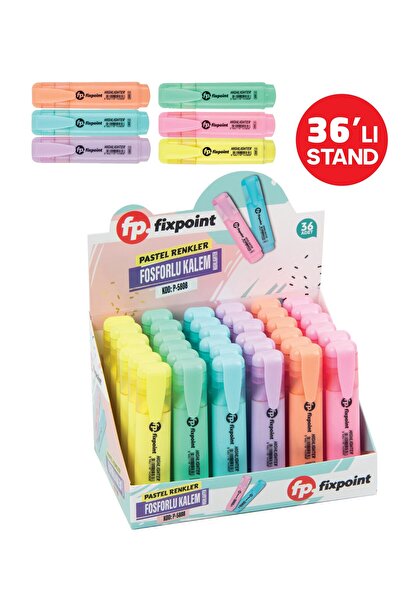 FixPoint Fosforlu Kalem Pastel RenkFixPoint  P-5808 36lı Paket