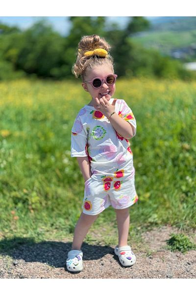 Uslukids Fruit Patterned Girl's Summer Set - Top and Bottom Set