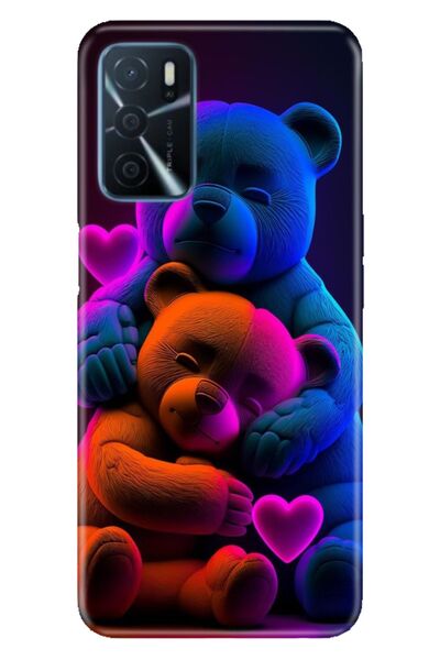 OPPO A16 Uyumlu Kılıf Resimli Desenli Silikon Bear Love