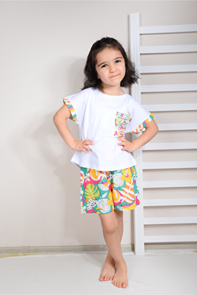 KİDSPİTİRCİK Комплект з білими шортами для дівчинки